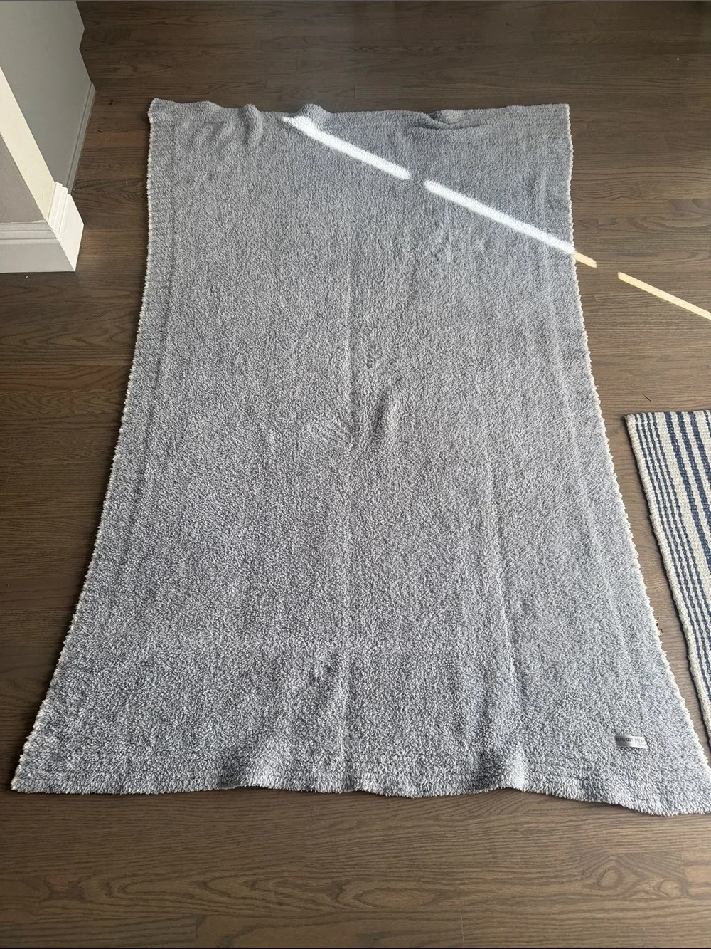 Barefoot Dreams Plush Light Gray Throw Blanket